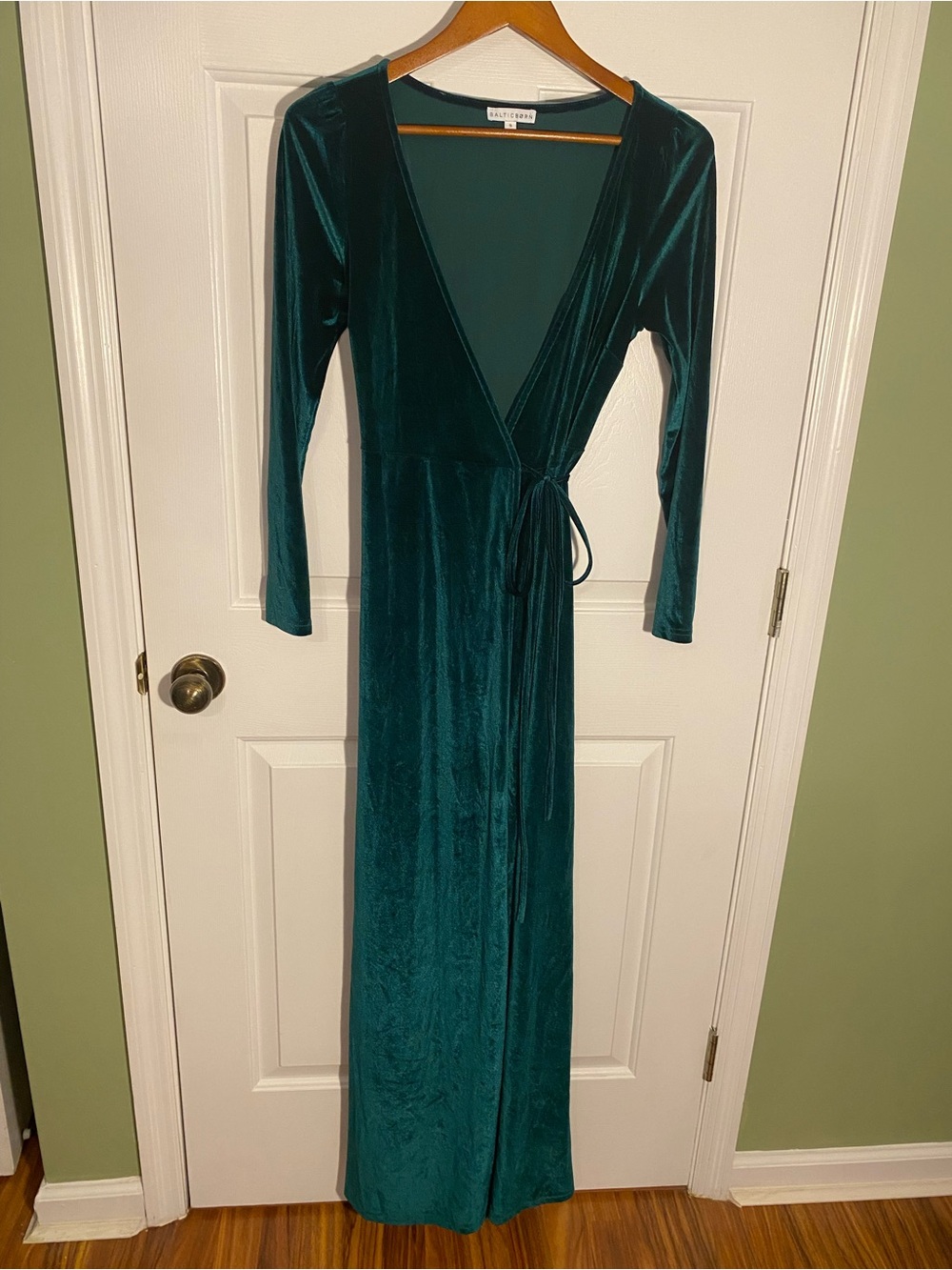 Baltic Born Dark Green Velvet Wrap Maxi Dress